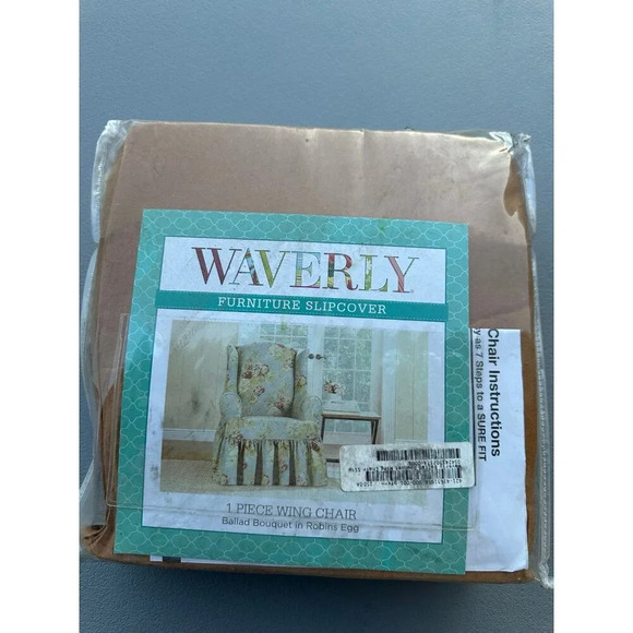 New Ballad Bouquet Cotton Box Cushion Wingback Slipcover - Picture 2 of 3